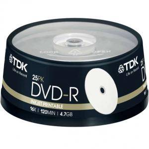 DVD-R TDK 120min./4,7Gb 16X (Printable) - 25 бр. в шпиндел