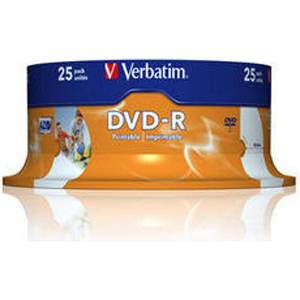 DVD-R Verbatim Wide Photo Inkjet Print 120min./4,7Gb 16X (Printable) - 25 бр. в шпиндел