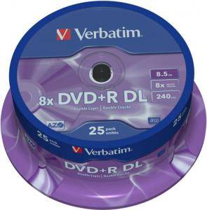 DVD+R Verbatim Dual Layer 240мин./8.5Gb 8X - 25 бр. в шпиндел