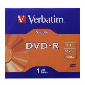 DVD-R диск Verbatim, 4.7 GB, 16x, AZO покритие, В картонена кутия, office1_2065200017