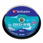 Диск DVD-RW Verbatim, Презаписваем, 4.7 GB, 4x, 10 броя, В шпиндел, office1_2065240014